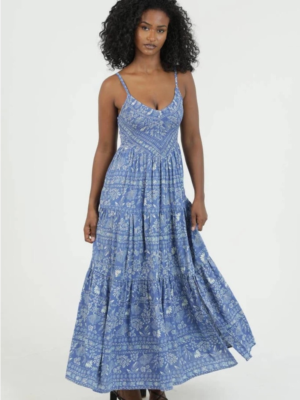 New with Tags Angie Blue Printed Maxi Dress with Spaghetti Straps
